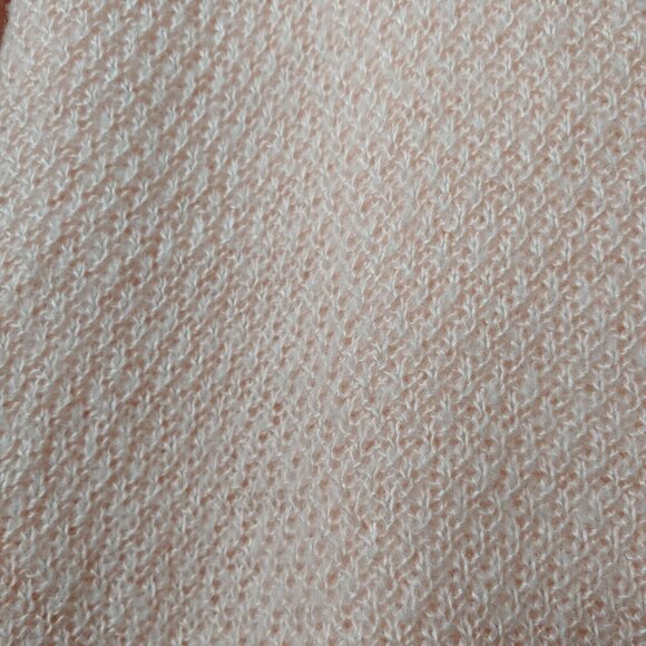 Vintage 80s Sue Brett Womens M Sweater Peach Pullover Mixed Knit Shawl Collar - Picture 11 of 11